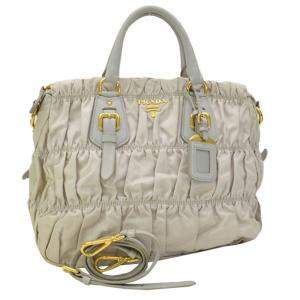 Prada Grey Gathered  Leather   Satchel