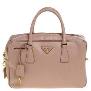 Pre Owned Prada Cammeo Saffiano Lux Leather Bauletto Bag