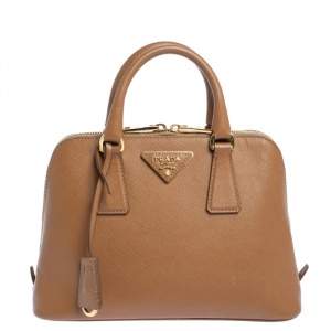 Pre Owned Prada Brown Saffiano Lux Leather Small Promenade Bag