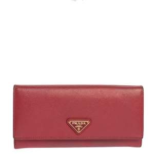 Prada Pink Saffiano Leather Flap Continental Wallet