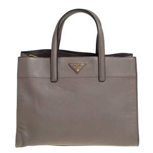 مملوكة مسبقًا Prada Grey Saffiano Soft Leather Middle Zip Tote