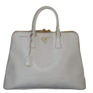 Pre Owned Prada Beige Saffiano Leather Tote Bag