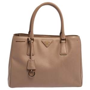 Pre Owned Prada Pink Saffiano Lux Leather Medium Galleria Tote