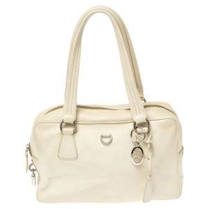 Pre Owned Prada White Vitello Daino Leather Balletto Bag