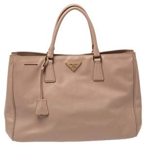 Pre Owned Prada Beige Saffiano Lux Leather Gardener's Tote