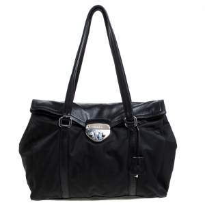 Pre Owned Prada Black Nylon and Leather Satchel