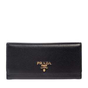 مملوكة مسبقًا Prada Black Leather Continental Wallet