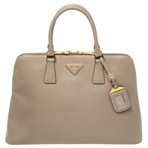 Pre Owned Prada Argilla Saffiano Lux Leather Promenade Satchel