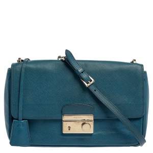 Prada Blue Leather Shoulder Bag