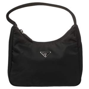 Prada Black Tessuto Nylon Necessaire Pochette Bag