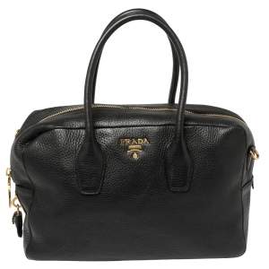 Pre Owned Prada Black Leather Bauletto Satchel