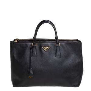 Pre Owned Prada Black Saffiano Lux Leather Large Galleria Tote
