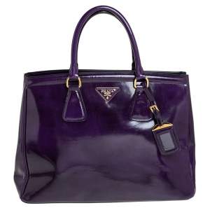 Pre Owned Prada Purple Patent Leather Parabole Tote
