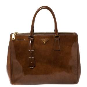 Pre Owned Prada Brown Spazzolato Leather Large Galleria Tote