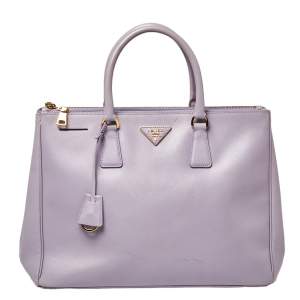 Pre Owned Prada Lavender Saffiano Lux Leather Large Galleria Tote