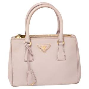 Pre Owned Prada Pink Saffiano Lux Leather Mini Galleria Tote