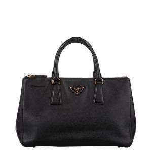 Prada Black Lux Leather Galleria Tote Bag