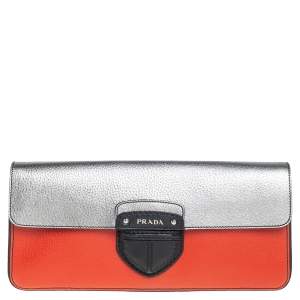 مملوكة مسبقًا Prada Tri Color Leather Cinghiale Flap Clutch