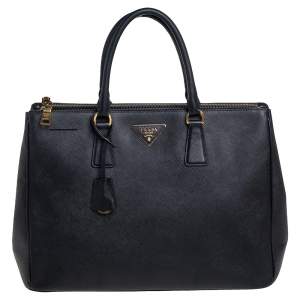 Pre Owned Prada Black Saffiano Lux Leather Large Galleria Tote