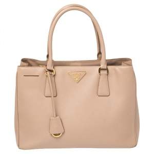 Prada Pink Saffiano Lux Leather Small Middle Zip Tote
