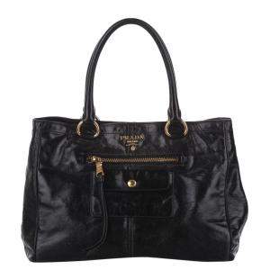 Prada Black Leather Vitello Shine Bag