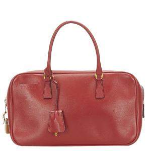 Prada Red Calf Leather Top Handle Bag