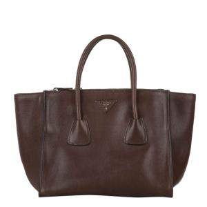 Prada Brown Leather Twin Pocket Bag