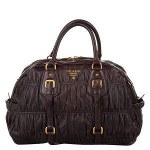 Prada Brown Nappa Leather Gaufre Satchel Bag