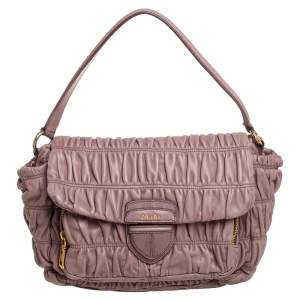 مملوكة مسبقًا Prada Old Rose Matelassé Leather Front Pocket Flap Hobo 