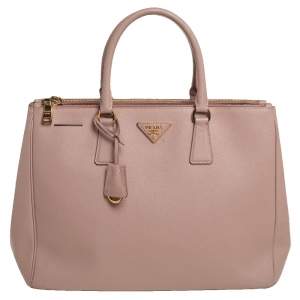 Pre Owned Prada Dusty Pink Saffiano Lux Leather Large Galleria Tote