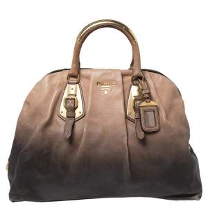 Pre Owned Prada Ombre Beige Glaze Leather Dome Satchel