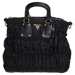 Pre Owned Prada Black  Nylon Tessuto Gaufre Tote