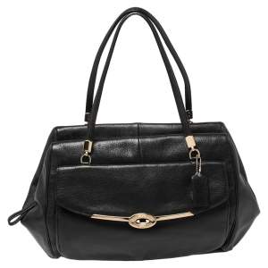 Pre Owned Coach Black Leather Madeline East/West Satchel