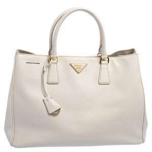 Pre Owned Prada Cream Saffiano Lux Leather Large Galleria Tote