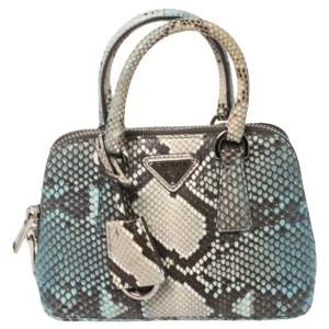 Pre Owned Prada Blue Python Mini Promenade Crossbody Bag