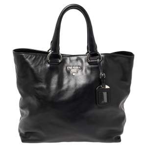 Pre Owned Prada Black Leather Tote