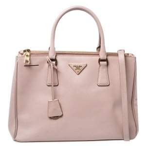 Pre Owned Prada Dusty Pink Saffiano Lux Leather Medium Galleria Tote