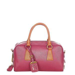 Prada Pink/Orange Saffiano Leather Lux Galleria Satchel Bag