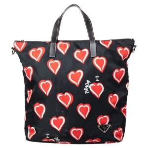 مملوكة مسبقًا Prada Black Nylon Heart Tote