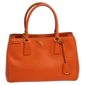 Pre Owned Prada Orange Saffiano Lux Leather Tote