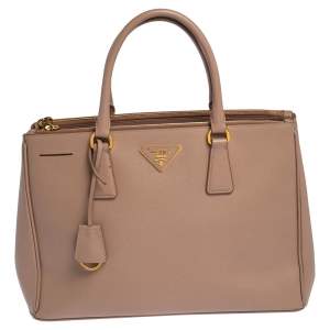 Pre Owned Prada Dusty Pink Saffiano Lux Leather Medium Galleria Tote