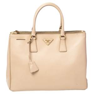 Pre Owned Prada Beige Saffiano Lux Leather Large Galleria Tote