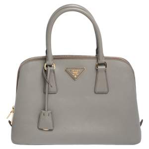Pre Owned Prada Grey Saffiano Leather Small Promenade Satchel
