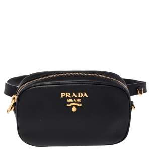 Prada Black Saffiano Lux Leather Belt Bag