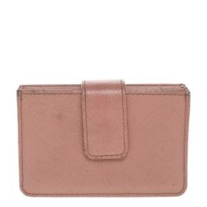 Prada Blush Pink Saffiano Leather Accordion Card Holder
