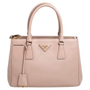 Pre Owned Prada Beige Saffiano Lux Leather Small Galleria Tote