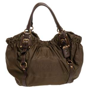 Pre Owned Prada Fatigue Green Nylon Shoulder Bag