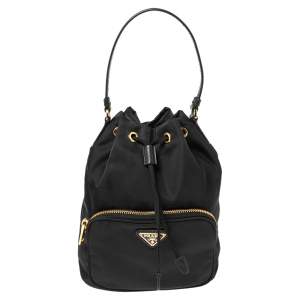 Pre Owned Prada Black Nylon Duet Top Handle Bag
