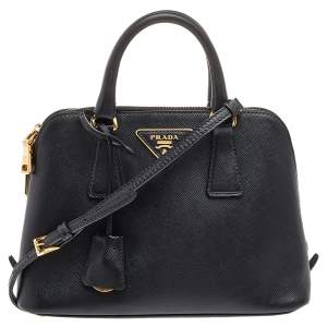 Pre Owned Prada Black Saffiano Leather Small Promenade Satchel