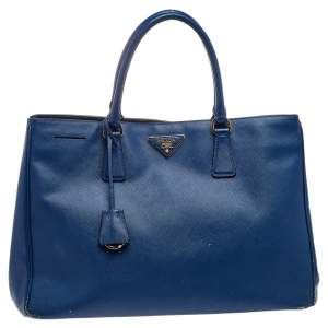 Pre Owned Prada Blue Saffiano Leather Tote